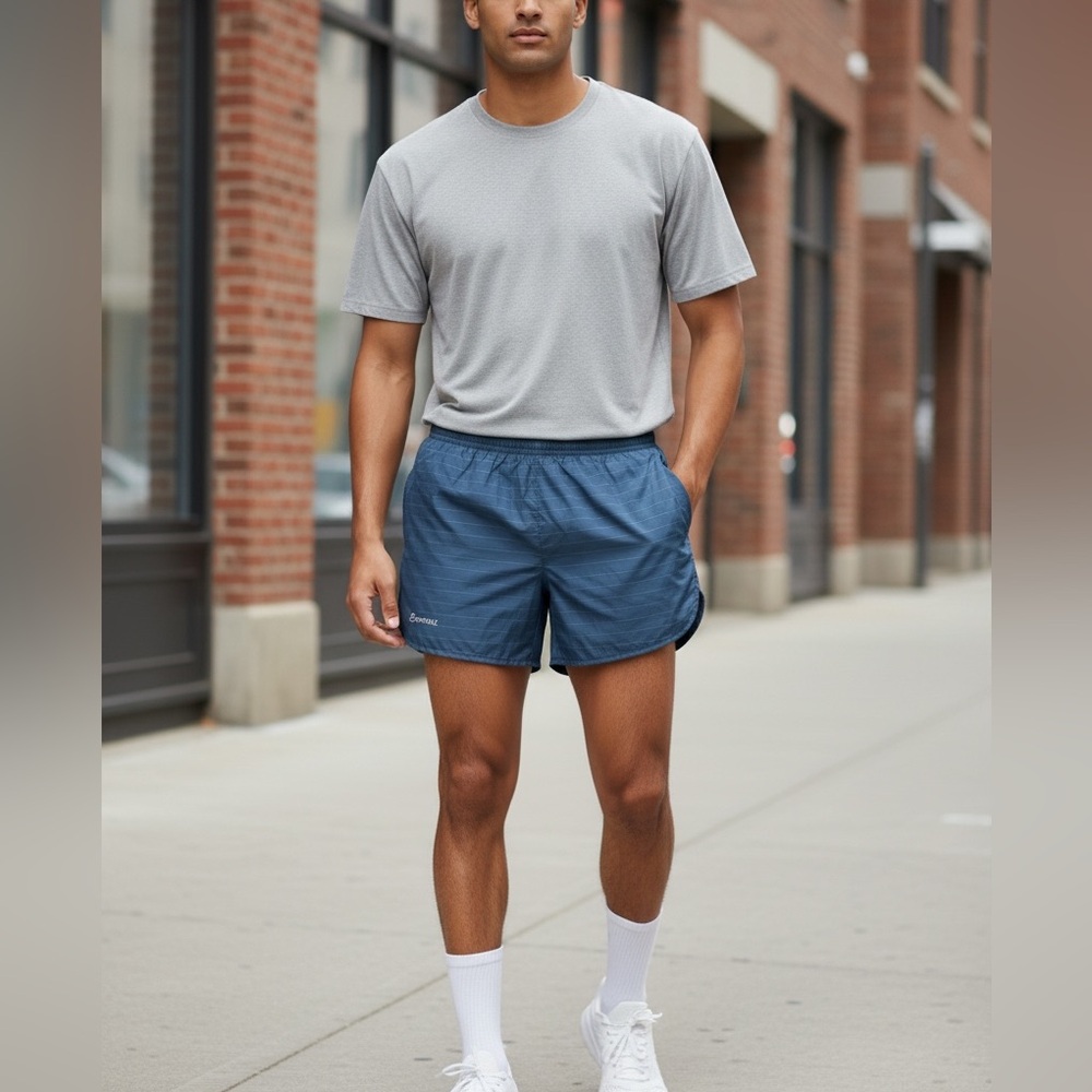 Sporthill Men’s 4.5 Inch Lined Running Shorts Blue Stripe Size Medium